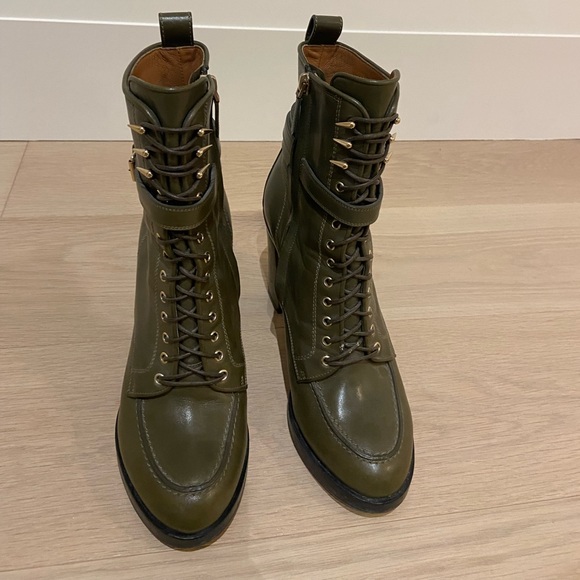 Givenchy green leather combat boots. - Picture 1 of 5